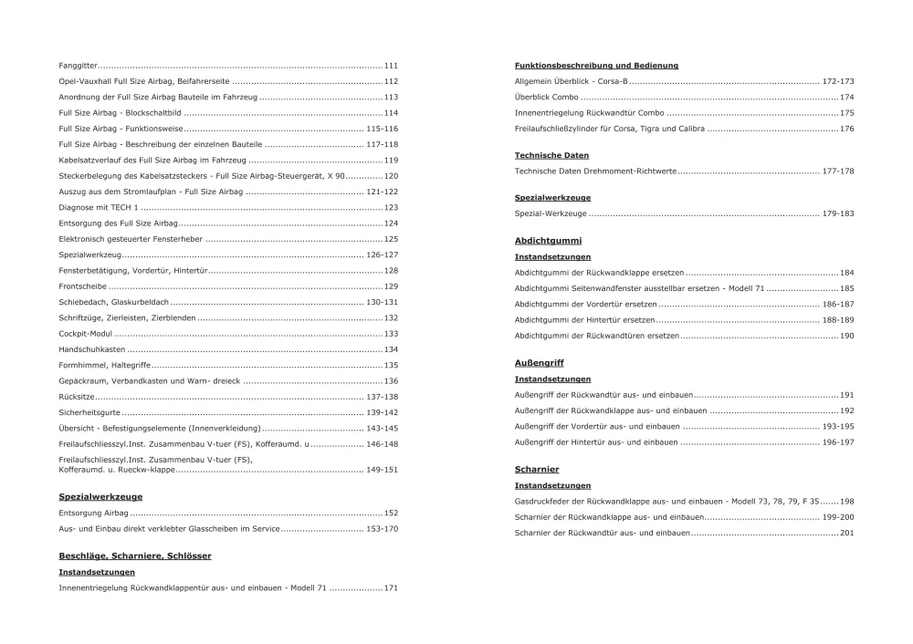 Opel Corsa B Typ S93 Baujahre 1993-2000 Karosserieausstattung Reparaturanleitung