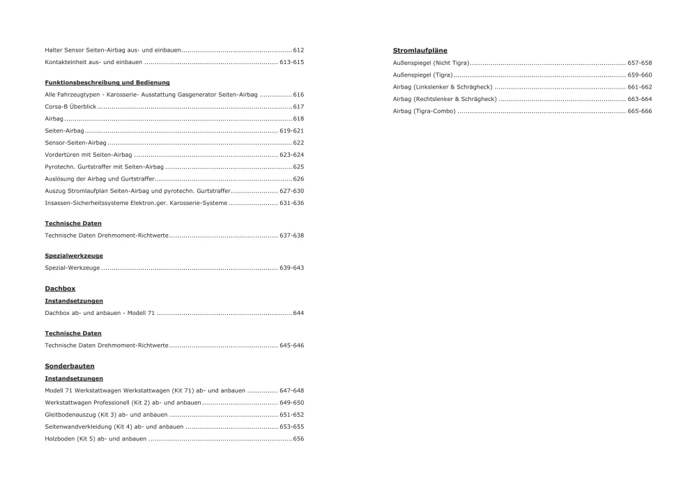 Opel Corsa B Typ S93 Baujahre 1993-2000 Karosserieausstattung Reparaturanleitung