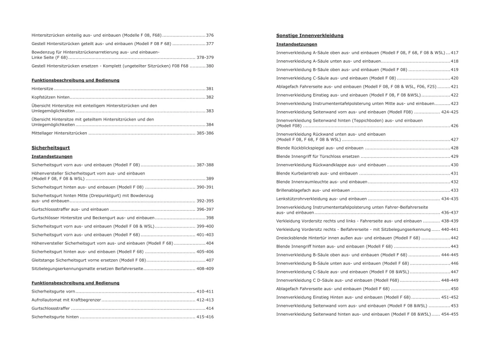 Opel Corsa C Typ X01 Baujahre 2000-2006 Karosserieausstattung Reparaturanleitung