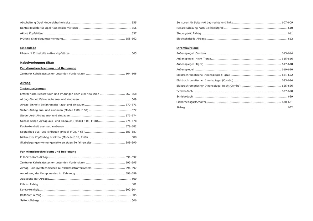 Opel Corsa C Typ X01 Baujahre 2000-2006 Karosserieausstattung Reparaturanleitung