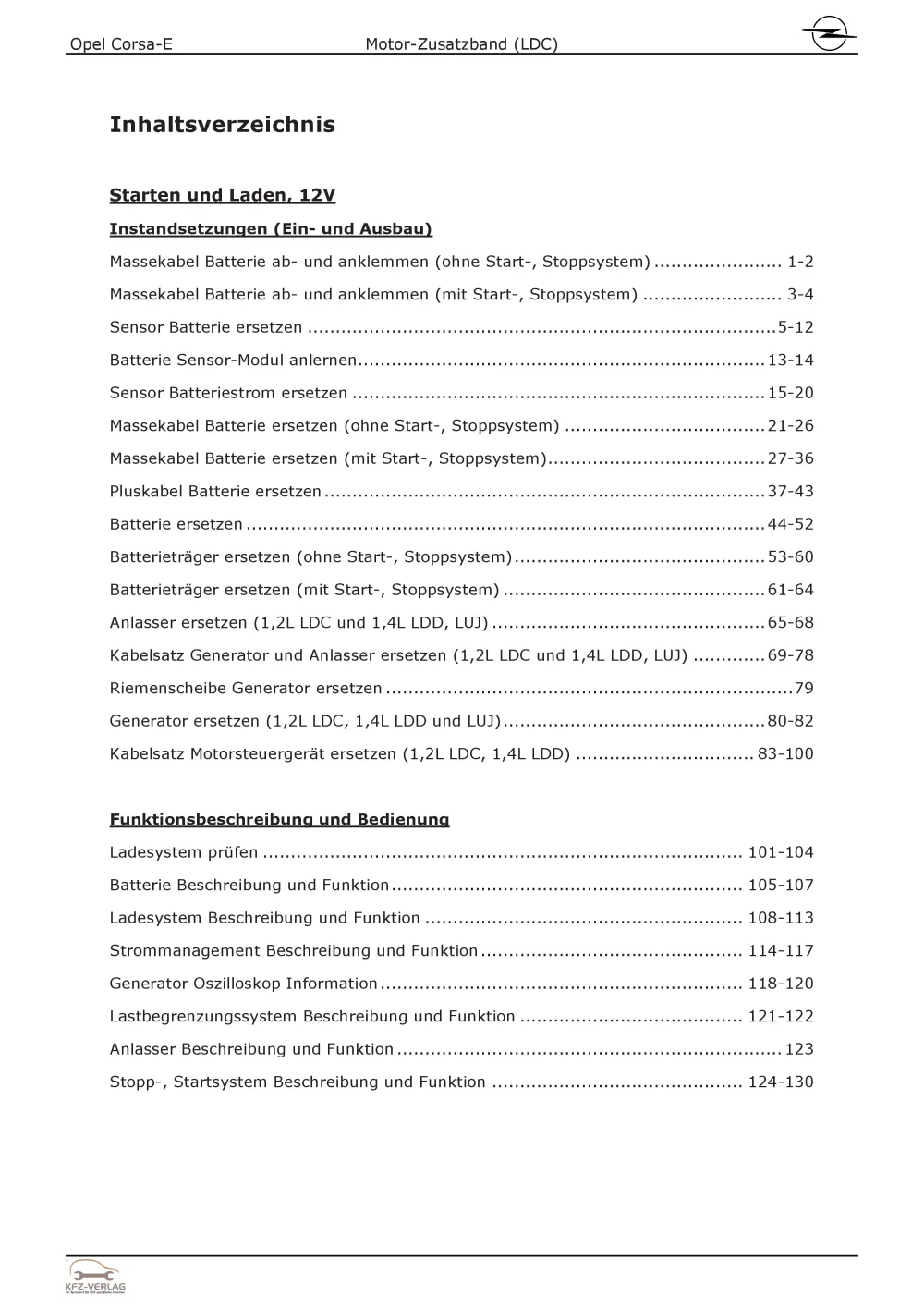 Opel Corsa E Typ X15 (14-19) Benzinmotor 70 PS LDC Zusatzband Reparaturanleitung