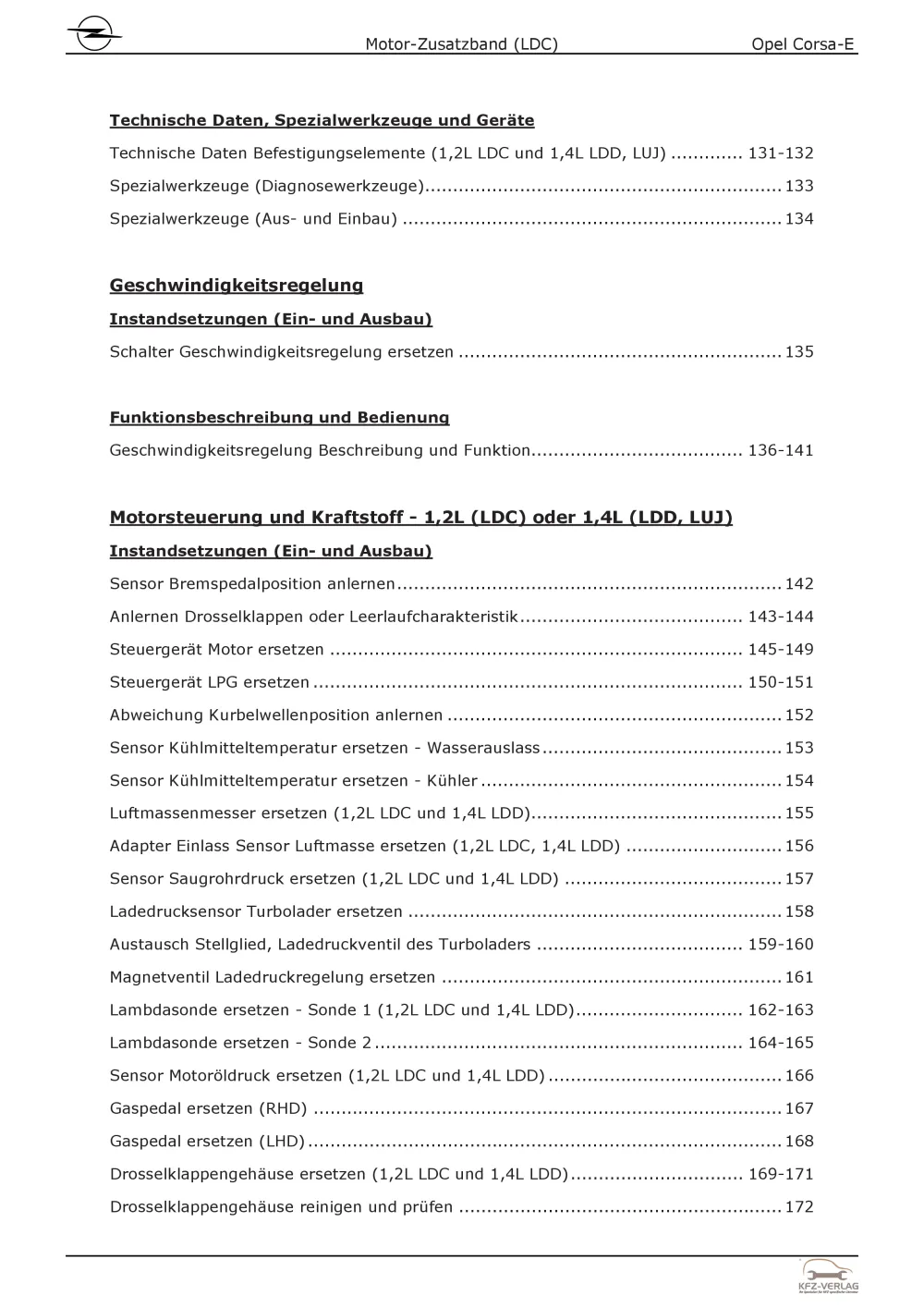 Opel Corsa E Typ X15 (14-19) Benzinmotor 70 PS LDC Zusatzband Reparaturanleitung