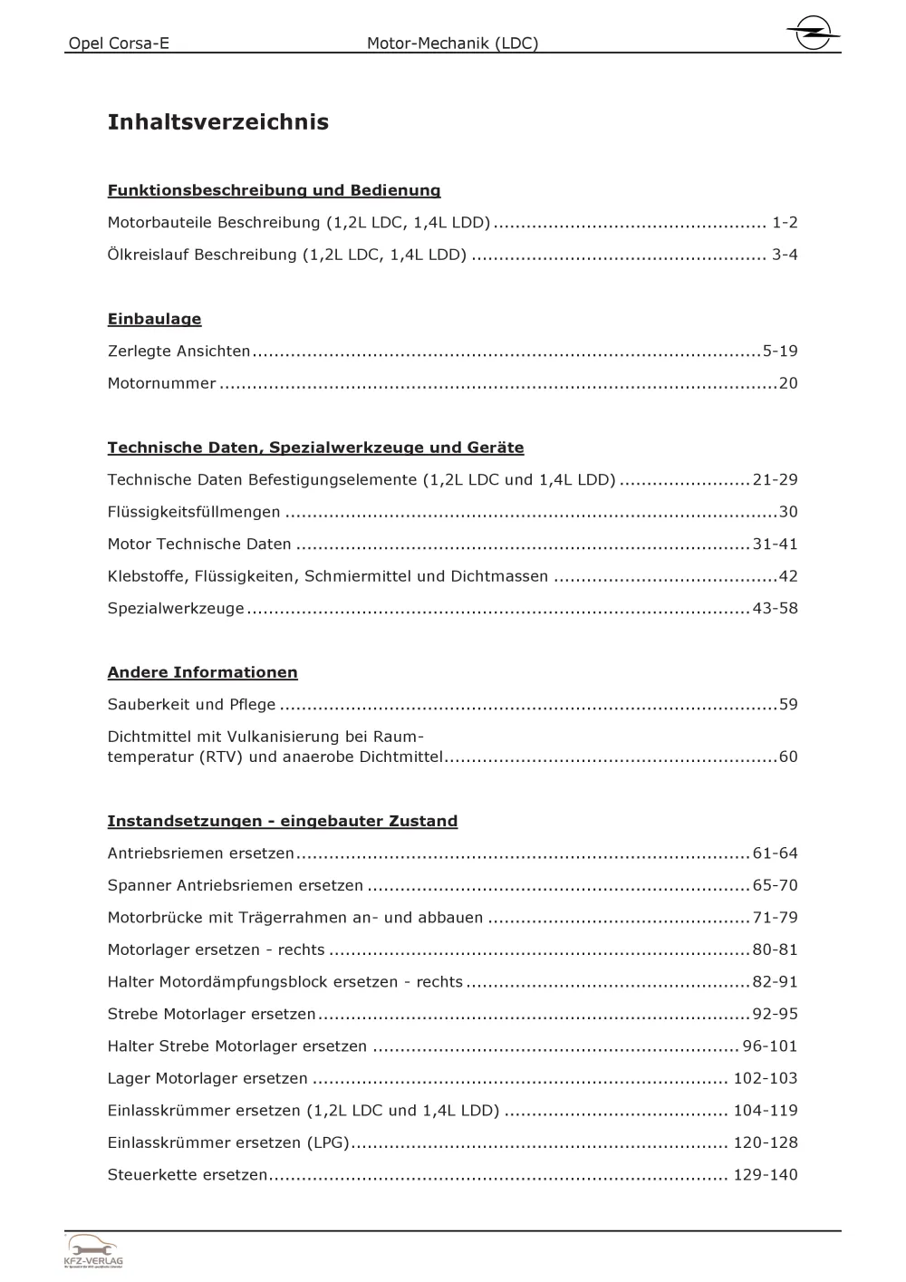 Opel Corsa E Typ X15 (14-19) 4-Zyl 1.2l Benzinmotor 70 PS LDC Reparaturanleitung