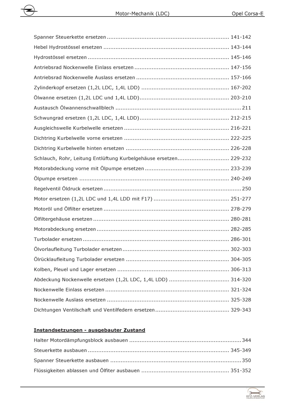 Opel Corsa E Typ X15 (14-19) 4-Zyl 1.2l Benzinmotor 70 PS LDC Reparaturanleitung
