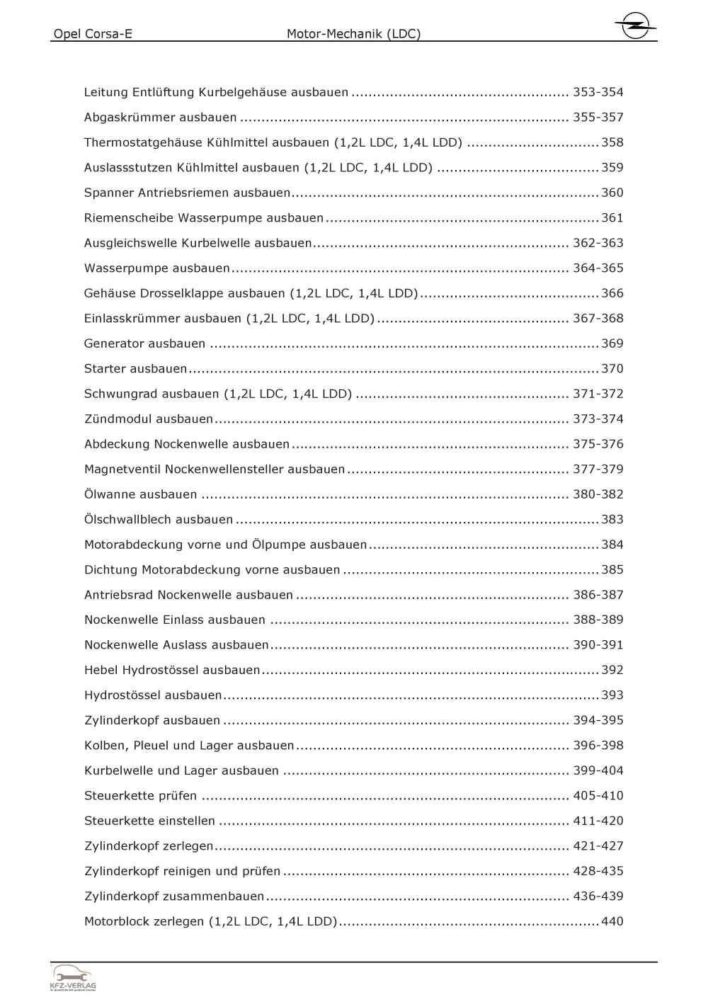 Opel Corsa E Typ X15 (14-19) 4-Zyl 1.2l Benzinmotor 70 PS LDC Reparaturanleitung