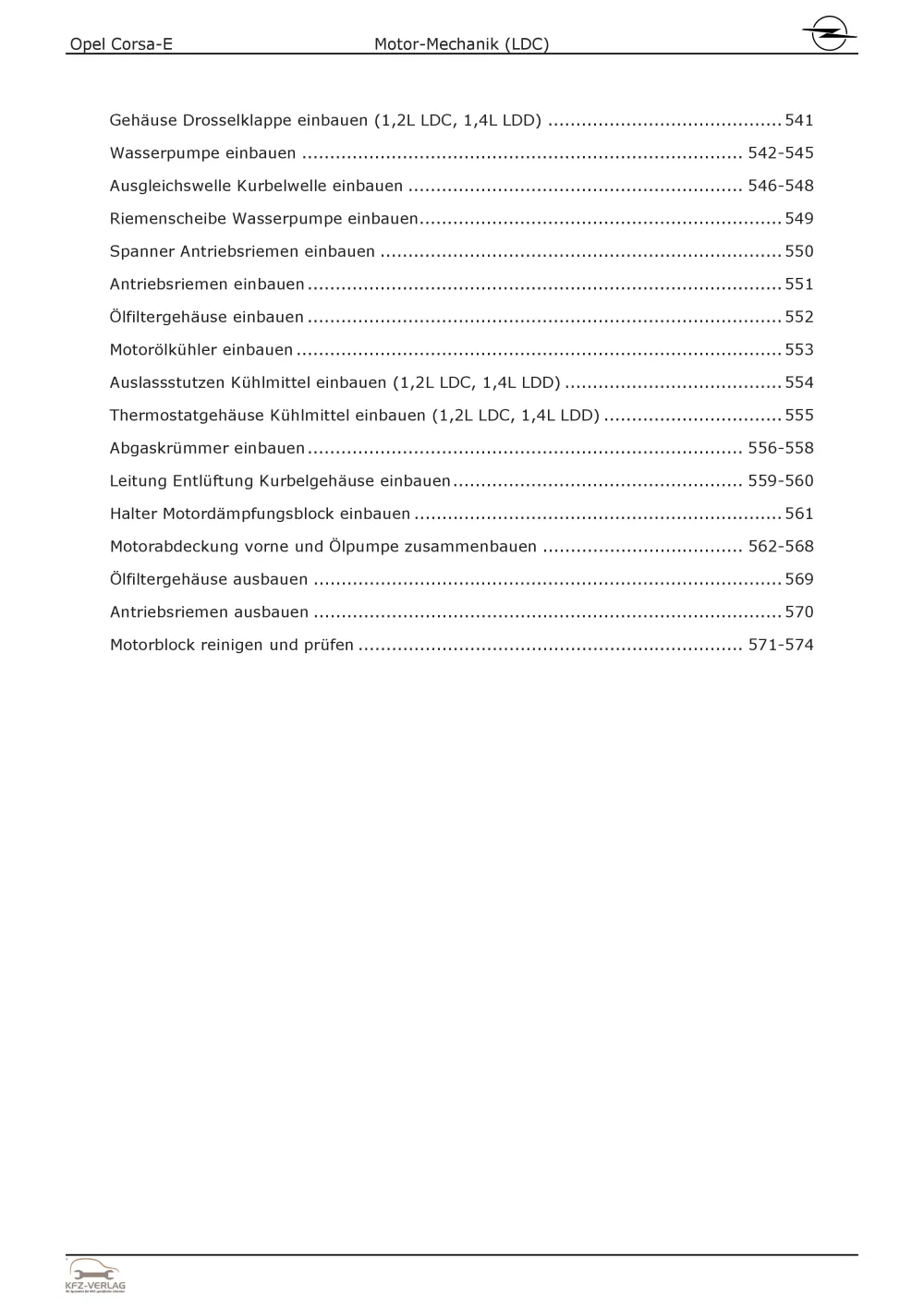 Opel Corsa E Typ X15 (14-19) 4-Zyl 1.2l Benzinmotor 70 PS LDC Reparaturanleitung