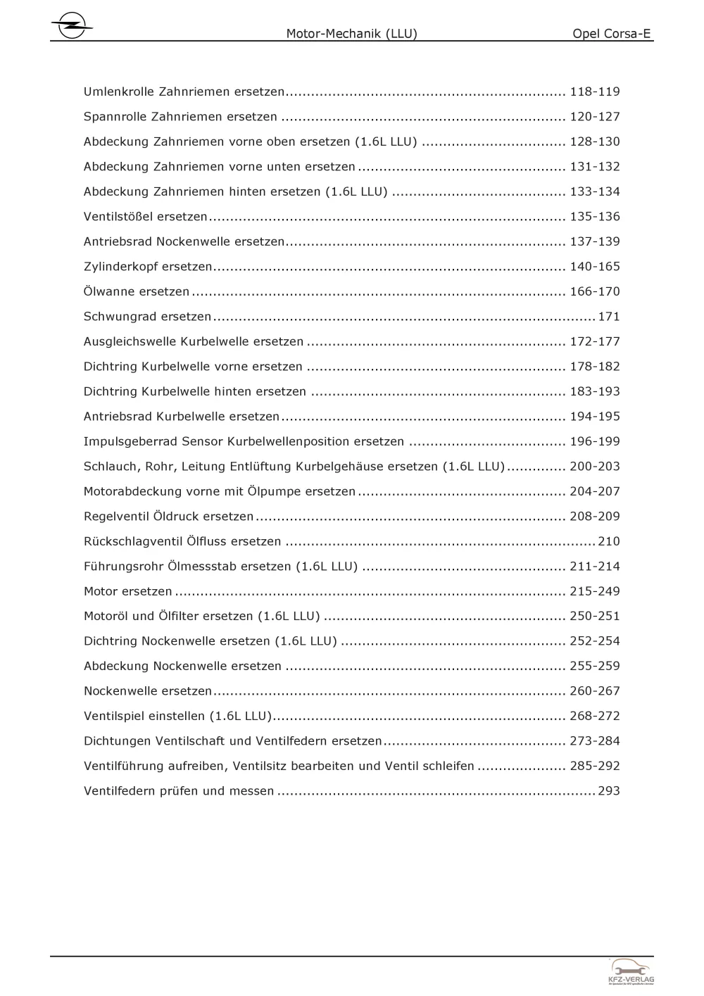 Opel Corsa E X15 2014-2019 4-Zyl 1.6l Benzinmotor 179 PS LLU Reparaturanleitung