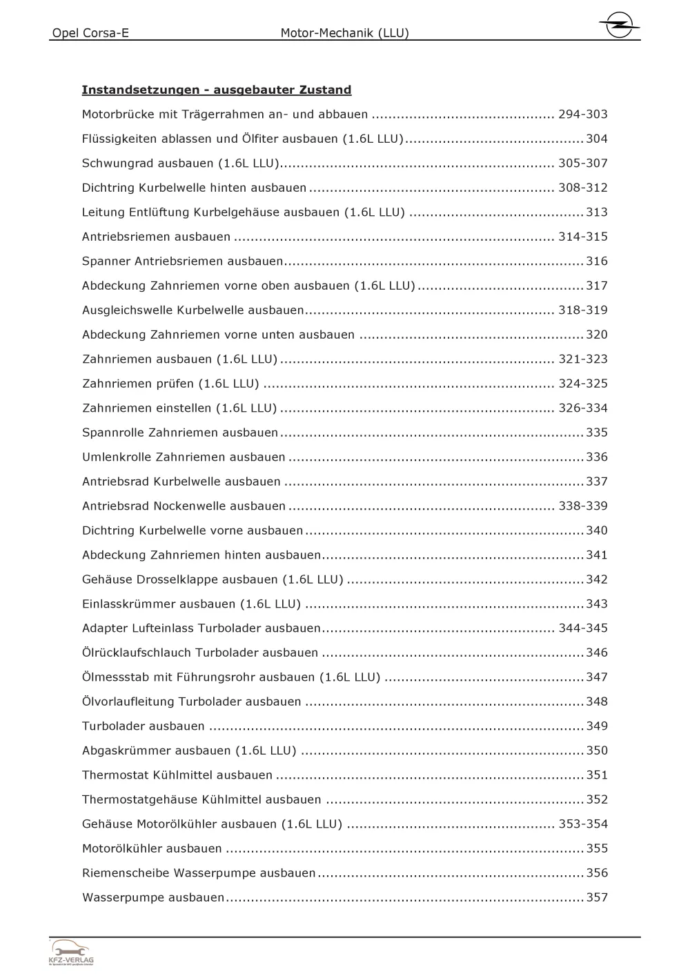 Opel Corsa E X15 2014-2019 4-Zyl 1.6l Benzinmotor 179 PS LLU Reparaturanleitung
