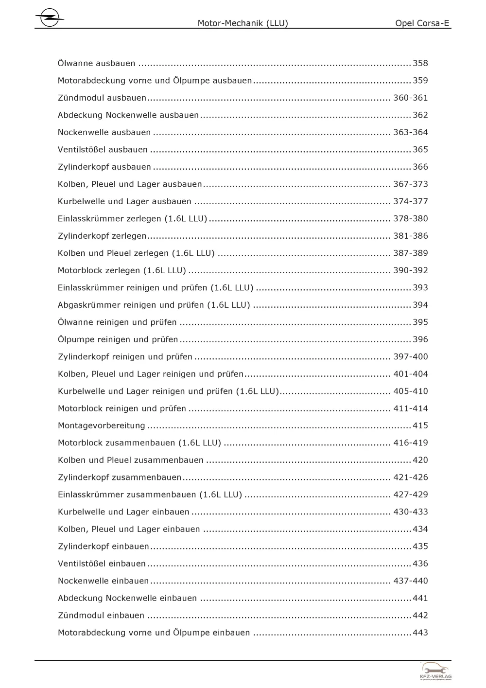 Opel Corsa E X15 2014-2019 4-Zyl 1.6l Benzinmotor 179 PS LLU Reparaturanleitung