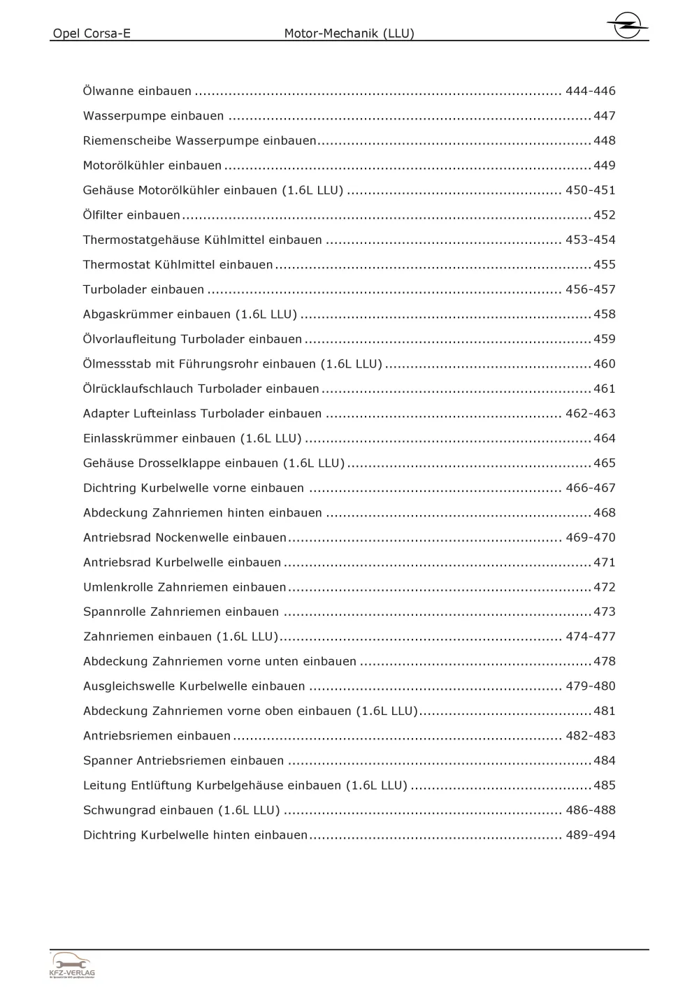 Opel Corsa E X15 2014-2019 4-Zyl 1.6l Benzinmotor 179 PS LLU Reparaturanleitung