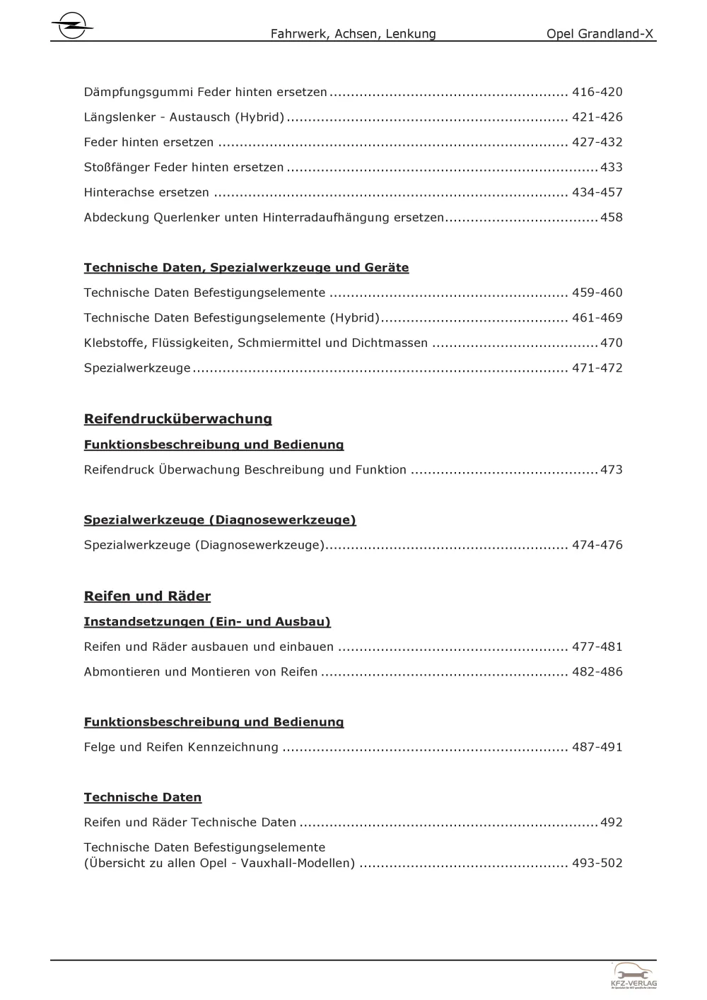 Opel Grandland Typ A18 2017-2024 Fahrwerk Achsen Lenkung Reparaturanleitung Buch