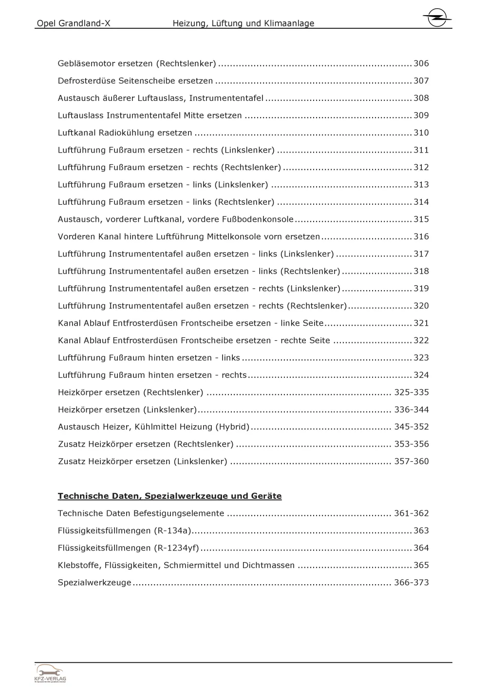 Opel Grandland Typ A18 2017-2024 Heizung Lüftung Klimaanlage Reparaturanleitung