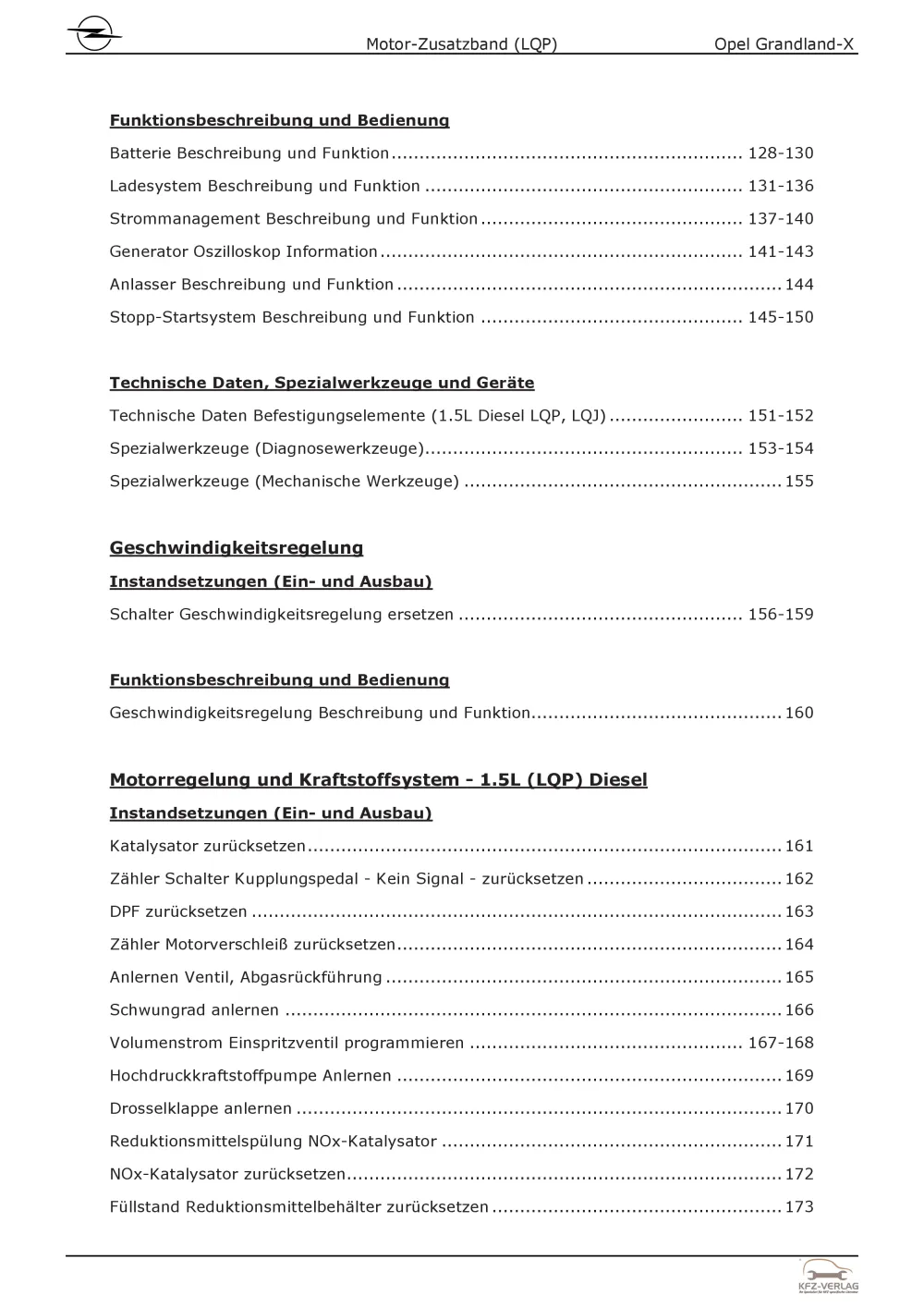 Opel Grandland A18 (17-24) Dieselmotor 131 PS Zusatzband LQP Reparaturanleitung