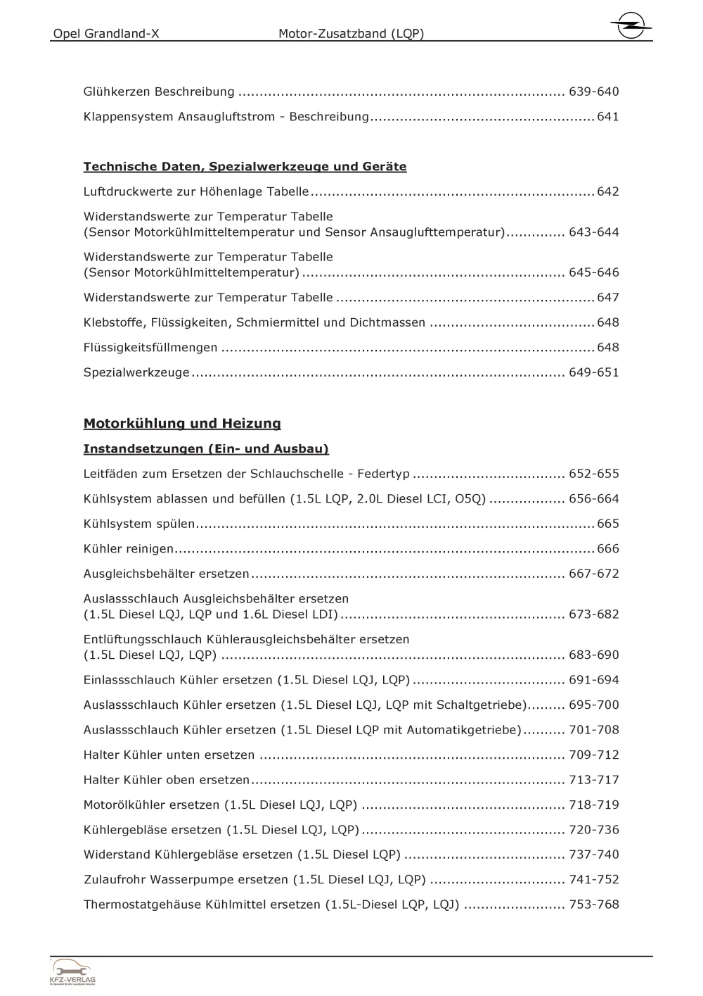Opel Grandland A18 (17-24) Dieselmotor 131 PS Zusatzband LQP Reparaturanleitung