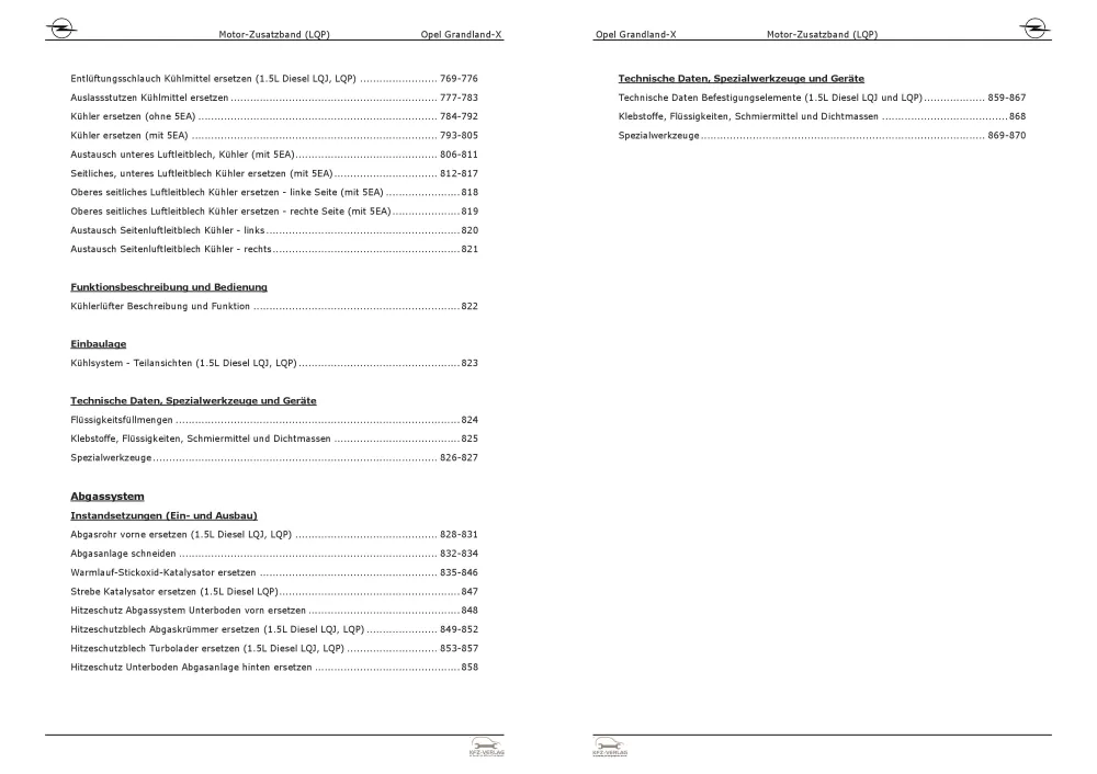 Opel Grandland A18 (17-24) Dieselmotor 131 PS Zusatzband LQP Reparaturanleitung