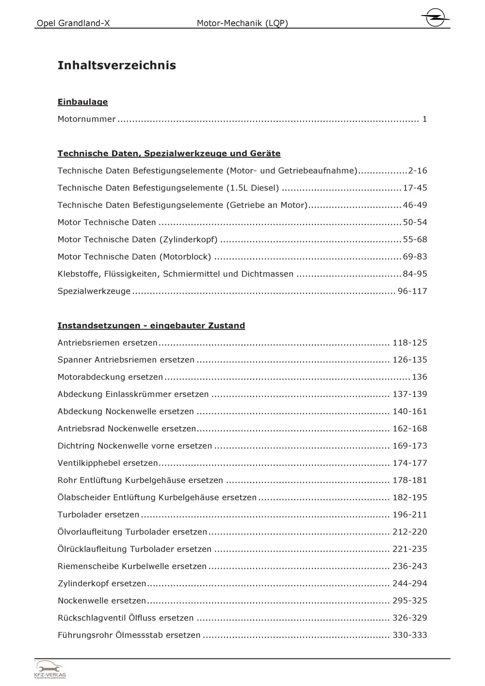 Opel Grandland A18 (17-24) 4-Zyl 1.5l Dieselmotor 131 PS LQP Reparaturanleitung