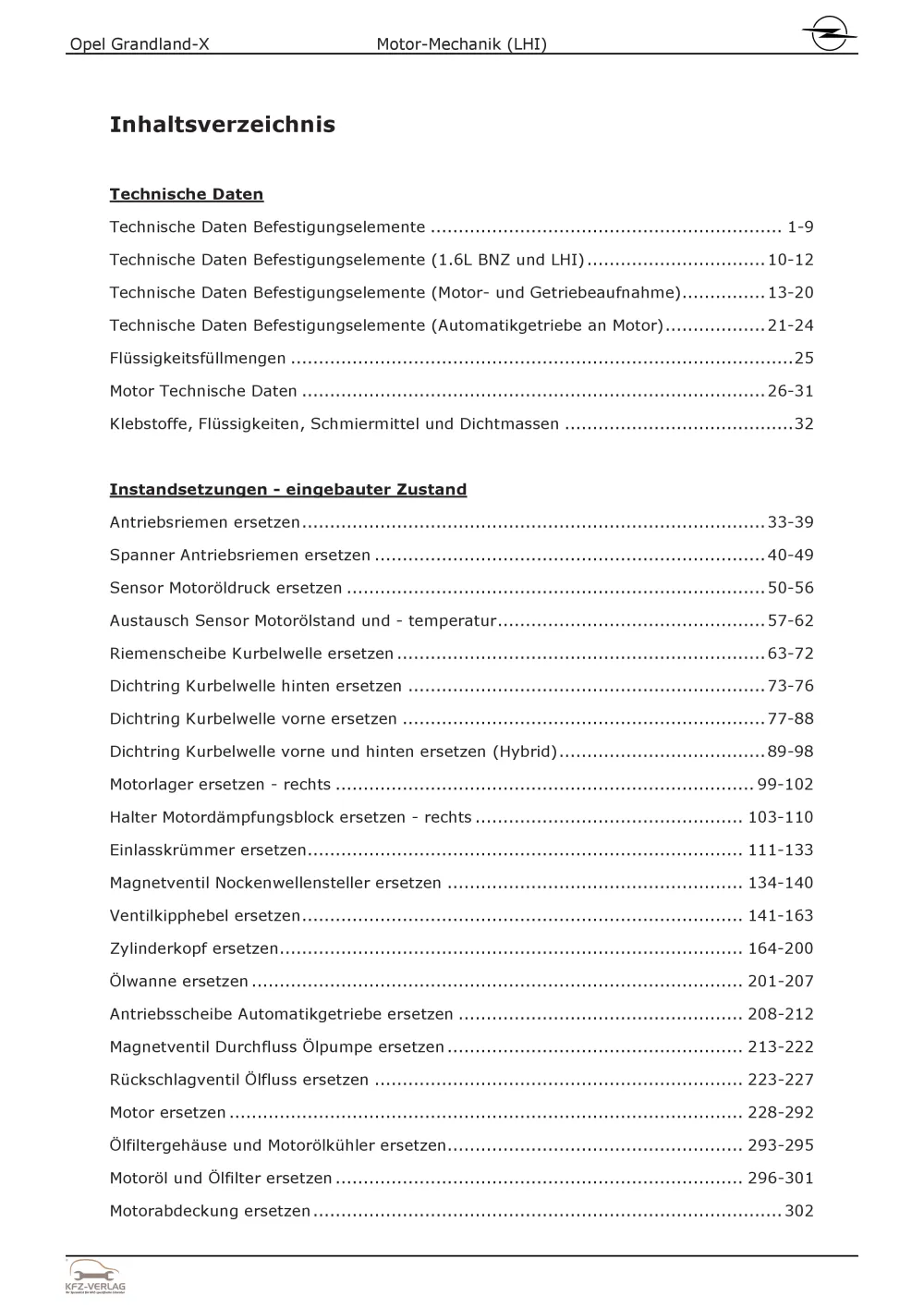 Opel Grandland A18 (17-24) 4-Zyl 1.6l Benzinmotor 165 PS LHI Reparaturanleitung