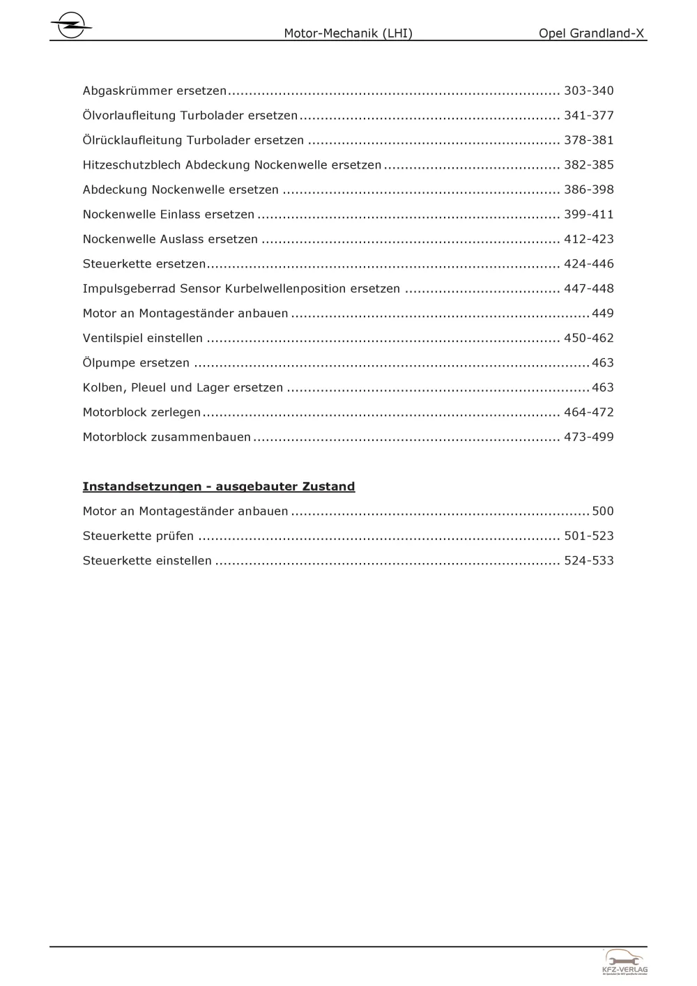 Opel Grandland A18 (17-24) 4-Zyl 1.6l Benzinmotor 165 PS LHI Reparaturanleitung