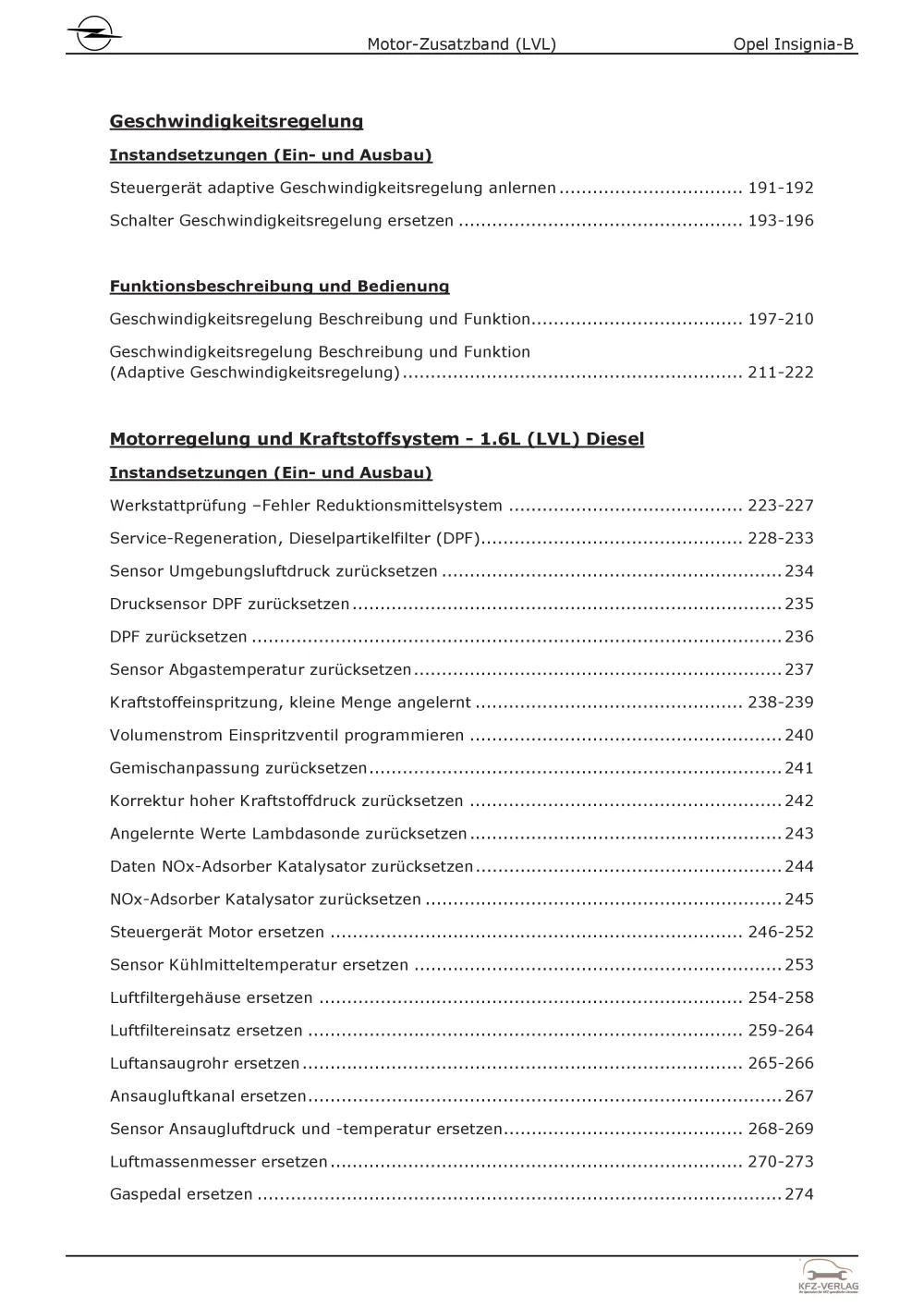 Opel Insignia B Z18 (17-22) Dieselmotor 136 PS LVL Zusatzband Reparaturanleitung
