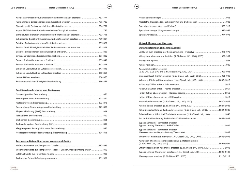 Opel Insignia B Z18 (17-22) Dieselmotor 136 PS LVL Zusatzband Reparaturanleitung