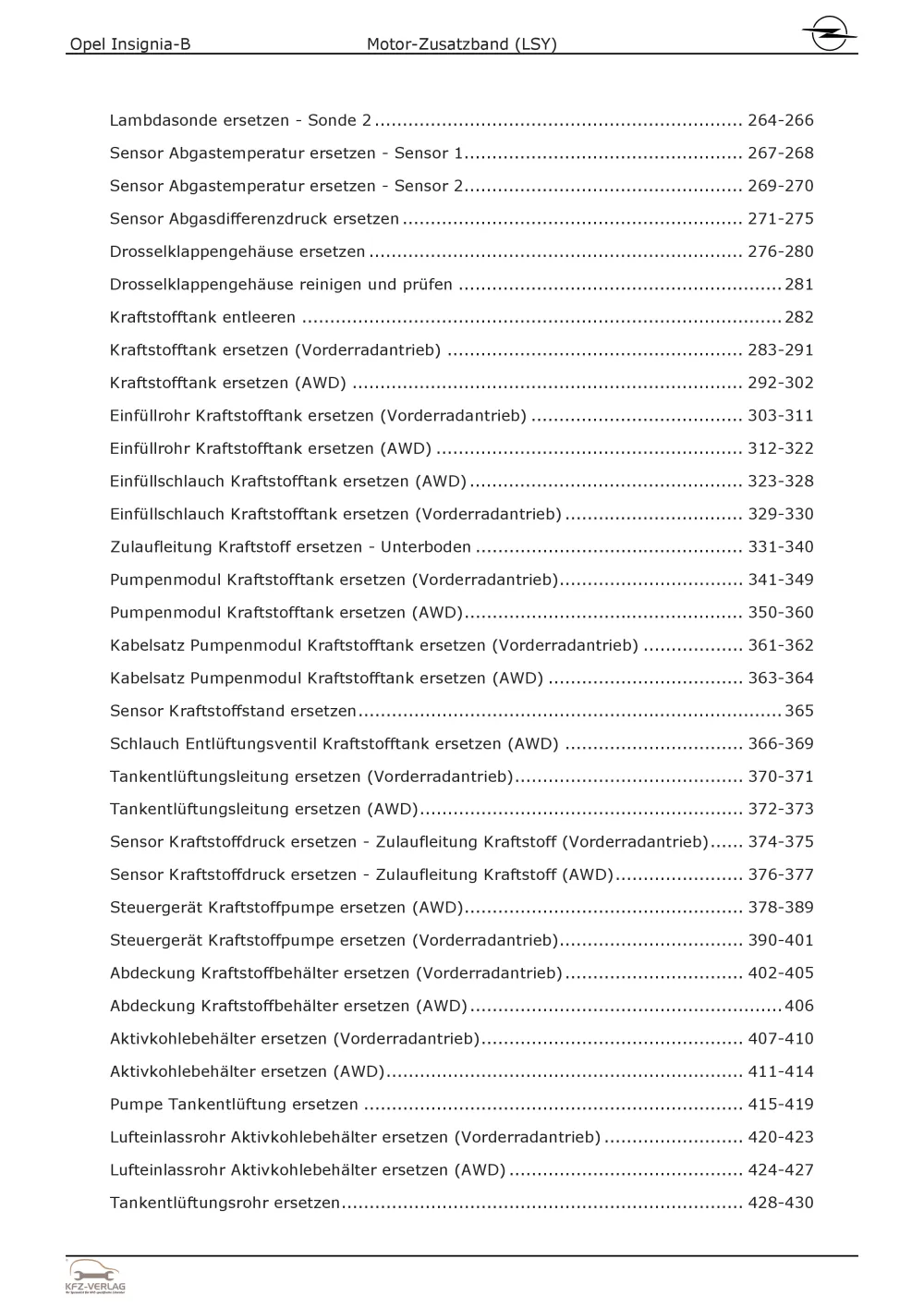 Opel Insignia B (17-22) Benzinmotor Zusatzband 170-230 PS LSY Reparaturanleitung