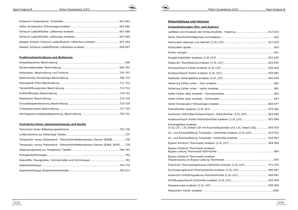 Opel Insignia B (17-22) Benzinmotor Zusatzband 170-230 PS LSY Reparaturanleitung