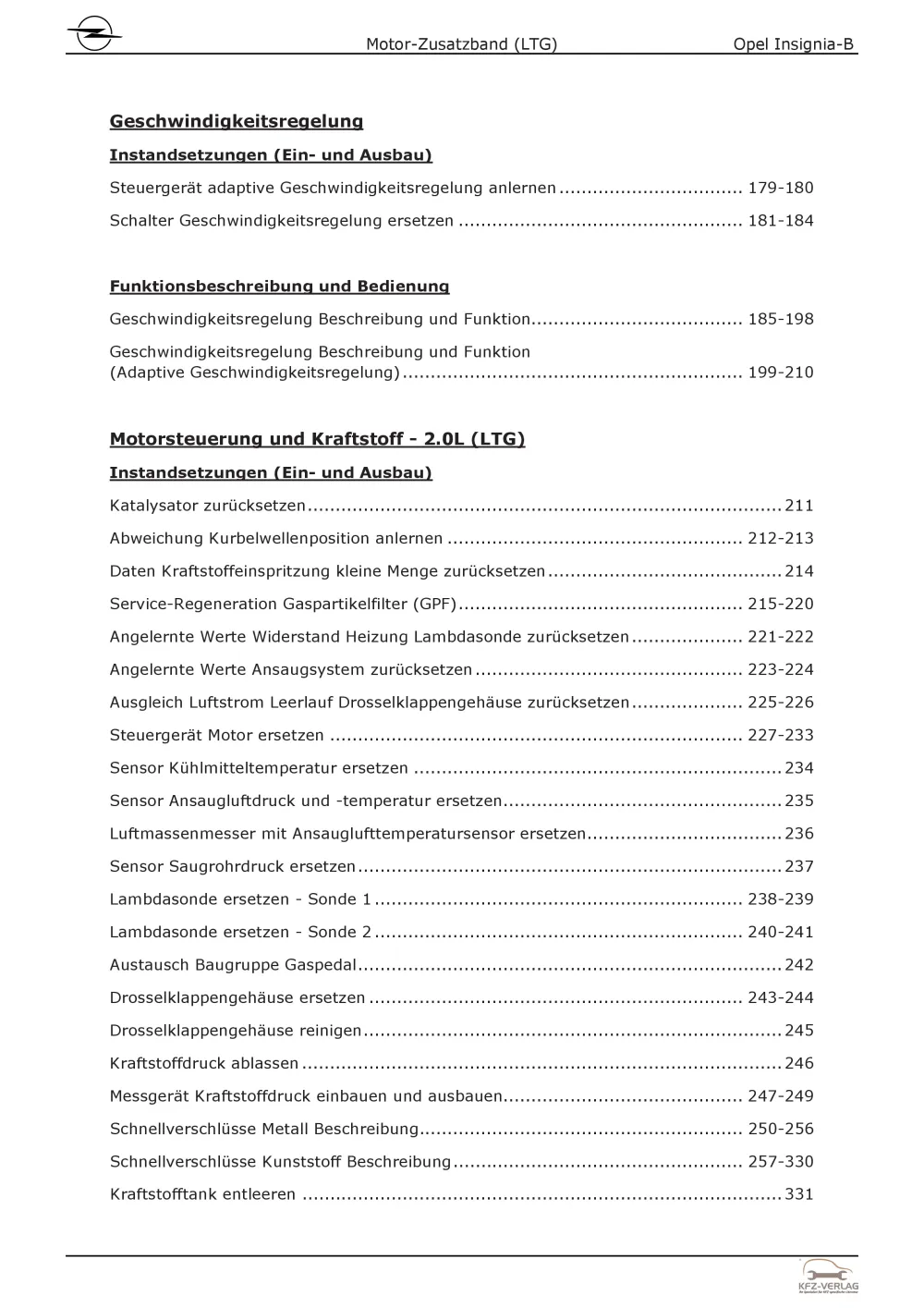 Opel Insignia B Z18 (17-22) Benzinmotor Zusatzband 250 PS LTG Reparaturanleitung
