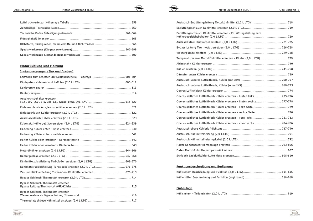 Opel Insignia B Z18 (17-22) Benzinmotor Zusatzband 250 PS LTG Reparaturanleitung