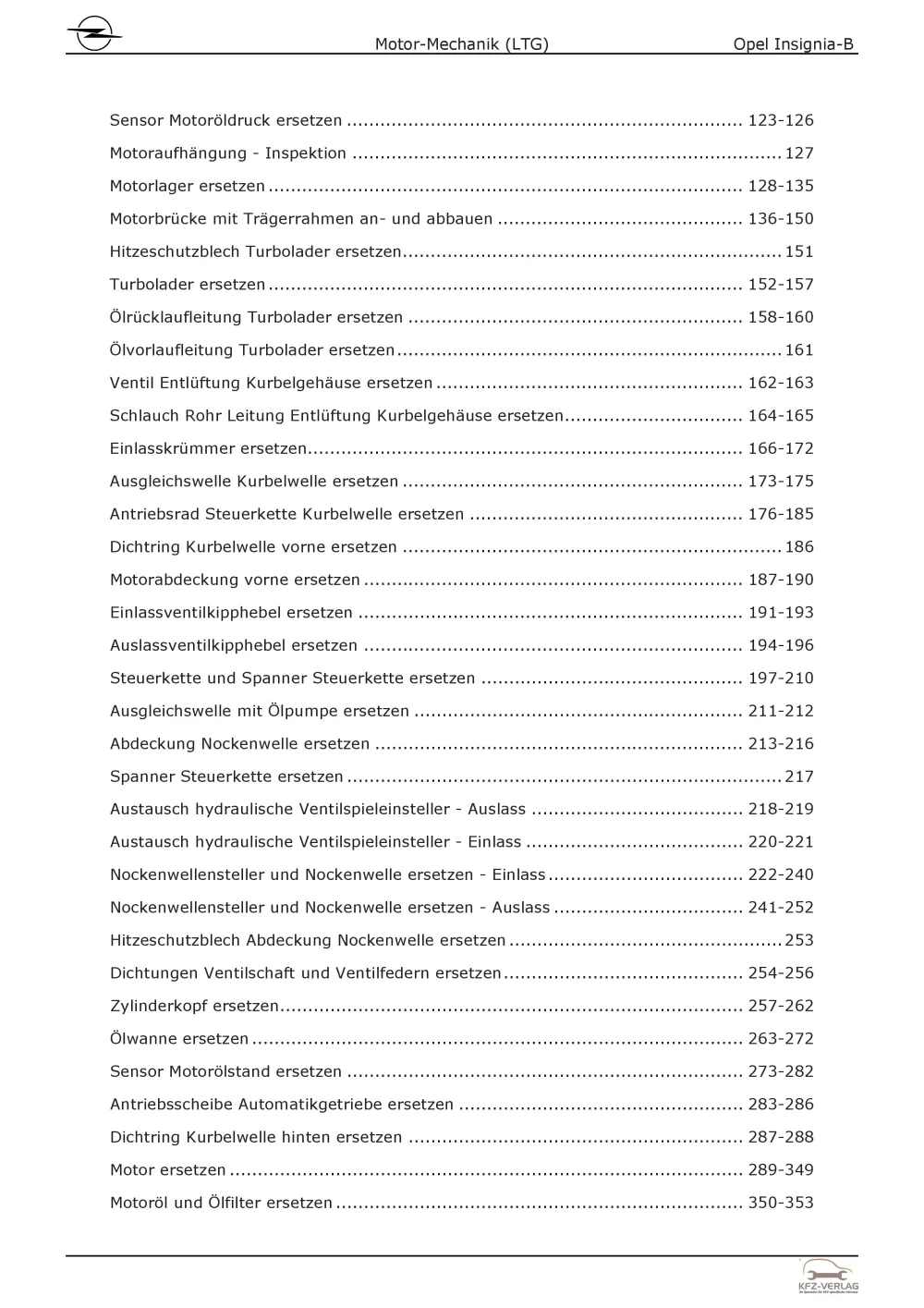 Opel Insignia B Z18 (17-22) 4-Zyl 2.0l Benzinmotor 250 PS LTG Reparaturanleitung
