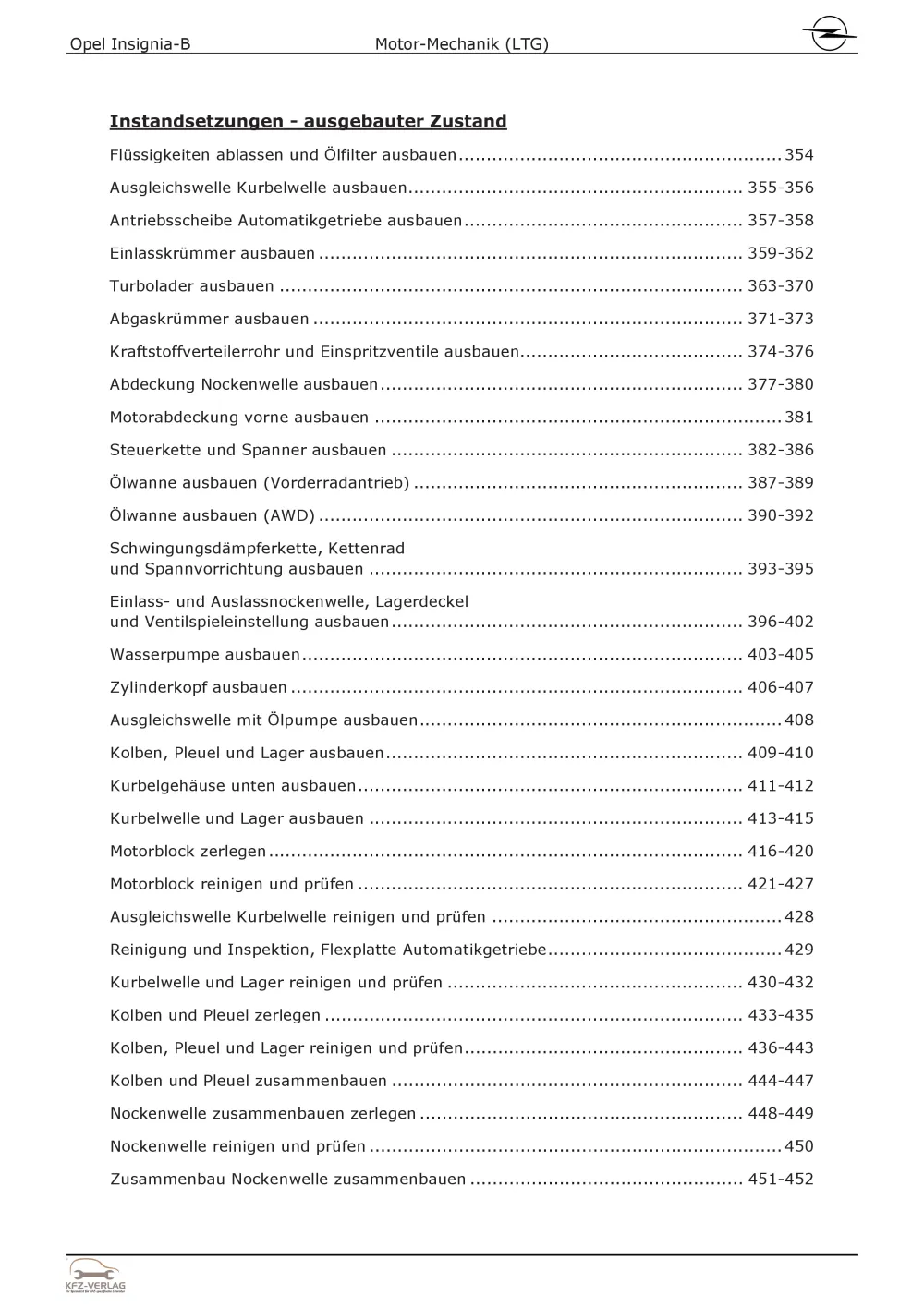 Opel Insignia B Z18 (17-22) 4-Zyl 2.0l Benzinmotor 250 PS LTG Reparaturanleitung