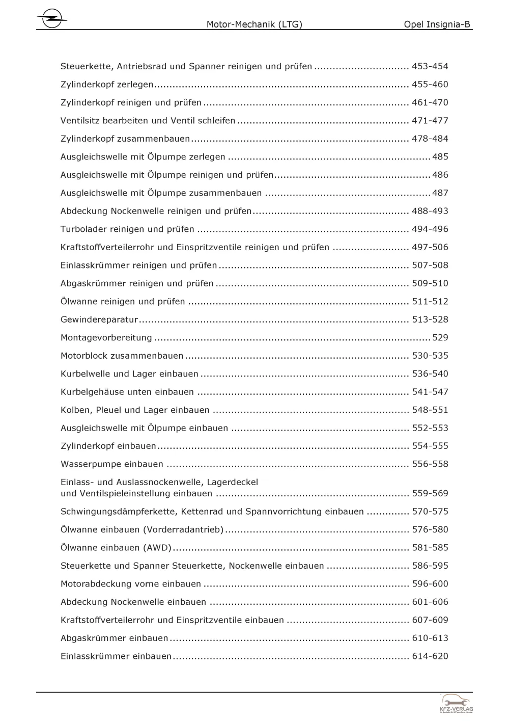 Opel Insignia B Z18 (17-22) 4-Zyl 2.0l Benzinmotor 250 PS LTG Reparaturanleitung