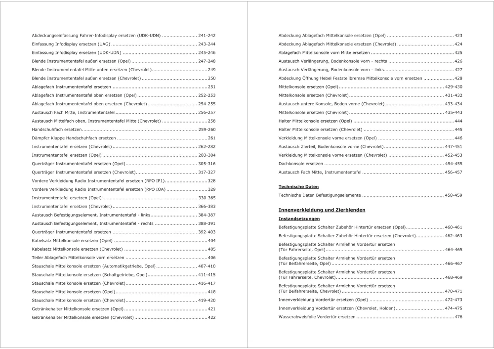 Opel Mokka J13 2012-2019 Karosserie Anbauteile Verkleidungen Reparaturanleitung