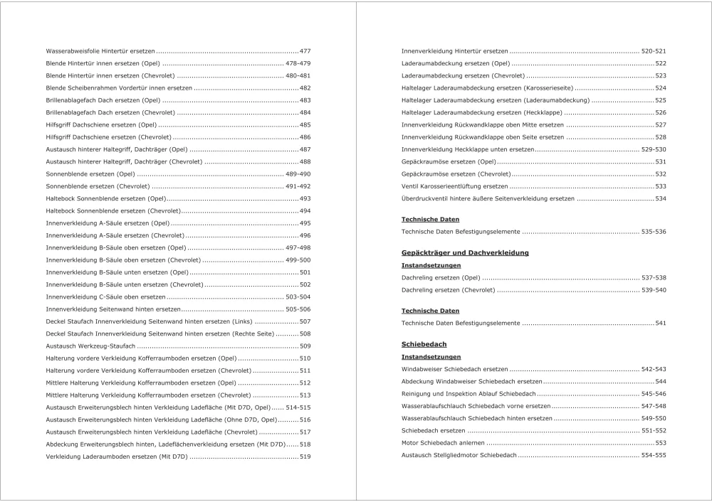 Opel Mokka J13 2012-2019 Karosserie Anbauteile Verkleidungen Reparaturanleitung