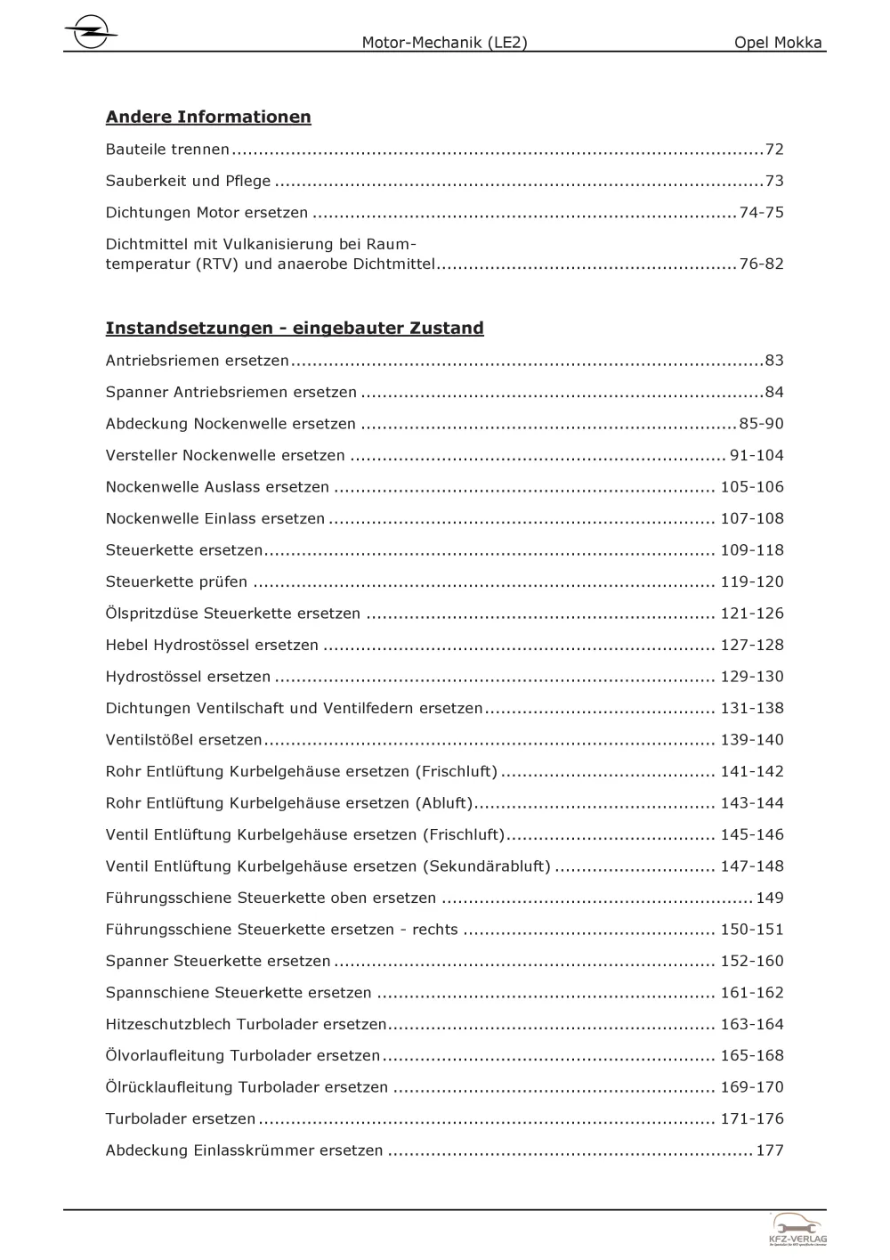 Opel Mokka Typ J13 (12-19) 4-Zyl. 1,4l Benzinmotor 152 PS LE2 Reparaturanleitung