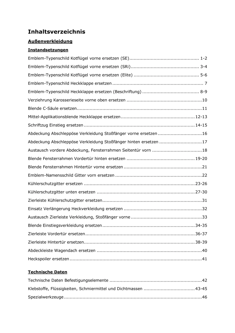 Opel Zafira C P12 2011-2019 Karosserie Anbauteile Verkleidung Reparaturanleitung