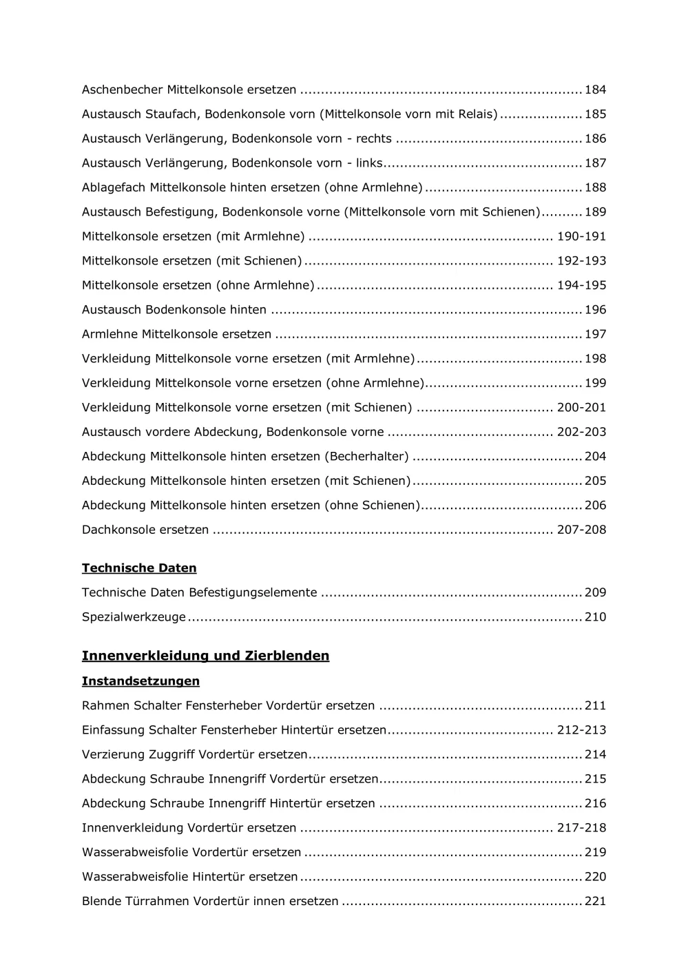 Opel Zafira C P12 2011-2019 Karosserie Anbauteile Verkleidung Reparaturanleitung