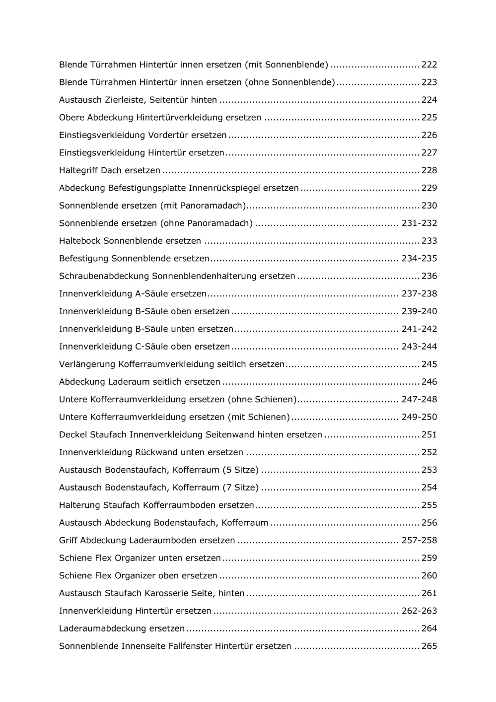 Opel Zafira C P12 2011-2019 Karosserie Anbauteile Verkleidung Reparaturanleitung