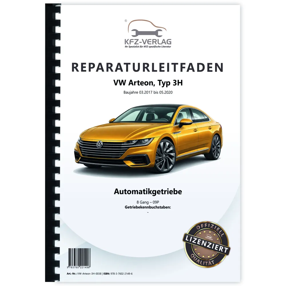 VW Arteon Typ 3H 2017-2020 8 Gang Automatikgetriebe 09P Reparaturanleitung