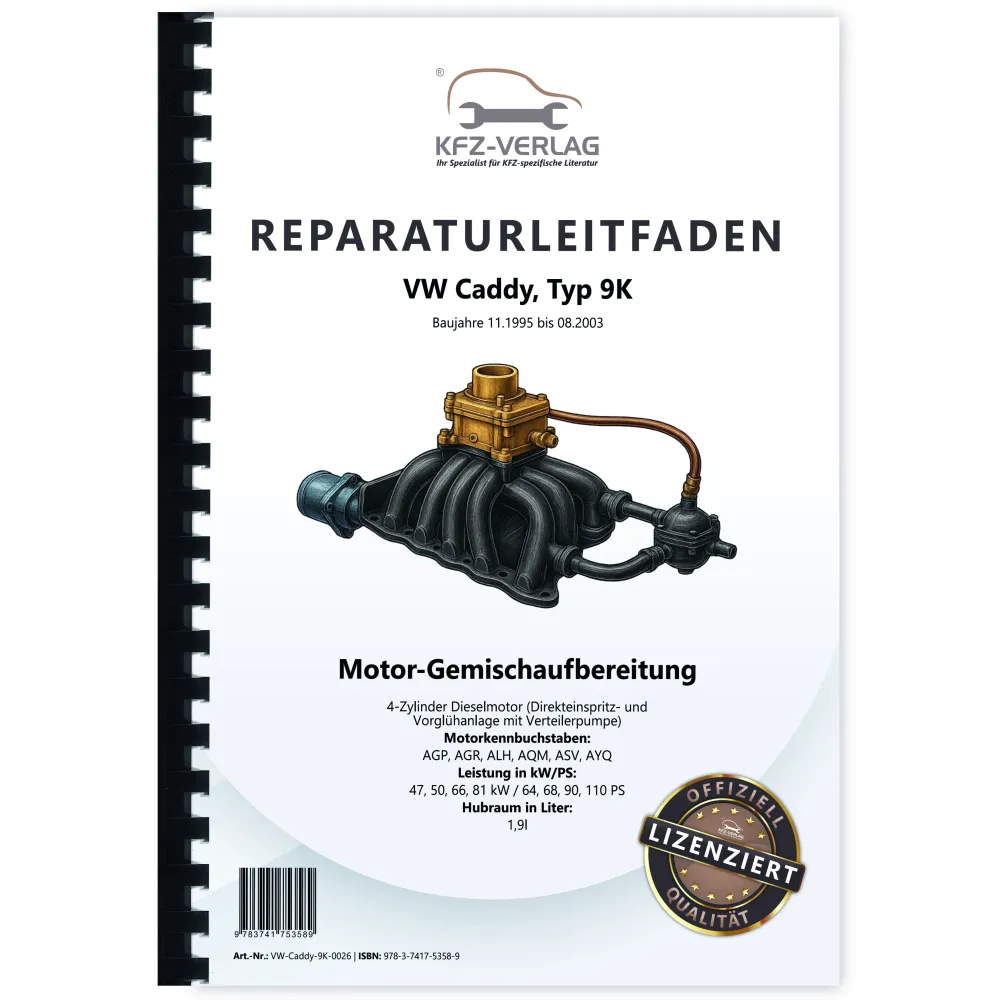 VW Caddy 9K 1995-2003 Diesel Einspritz Vorglühanlage 64-110 PS Reparauranleitung