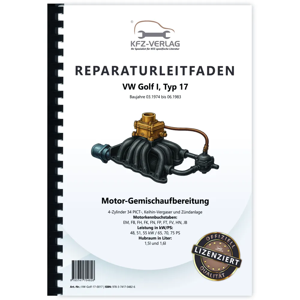 VW Golf 1 Typ 17 1974-1983 34 PICT Keihin Vergaser Zündanlage Reparaturanleitung