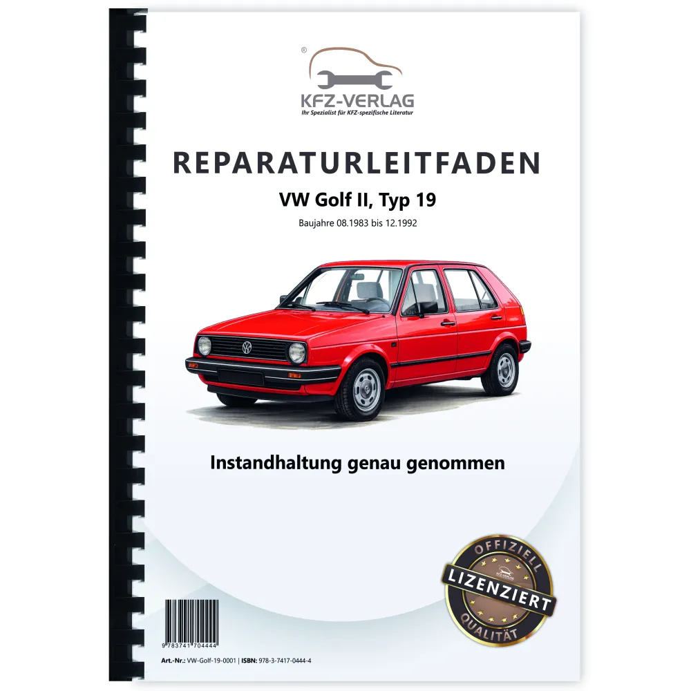 VW Golf 2 Typ 19 1983-1992 Instandhaltung Inspektion Wartung Reparaturanleitung