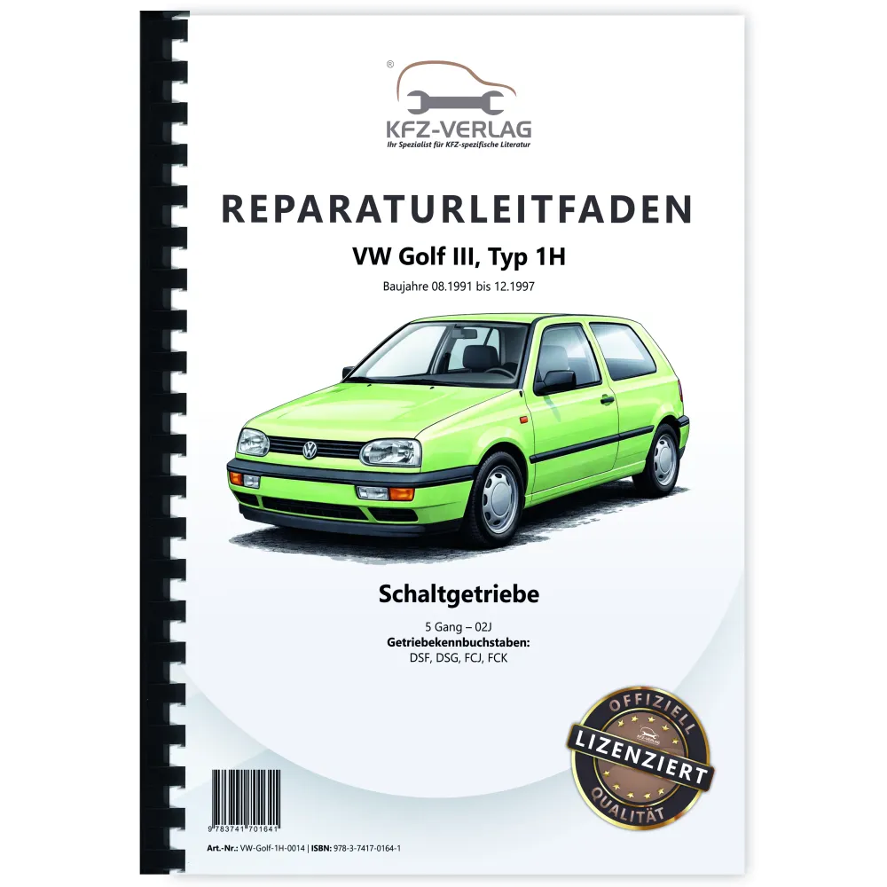 VW Golf 3 Typ 1H 1991-1997 5 Gang Schaltgetriebe Kupplung 02J Reparaturanleitung