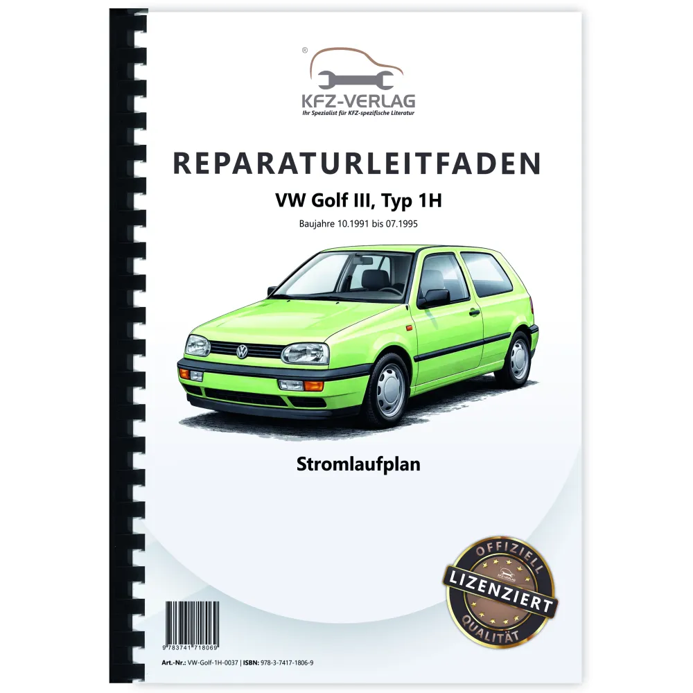 VW Golf 3 Typ 1H 1991-1995 Schaltplan Stromlaufplan Verkabelung Elektrik Pläne