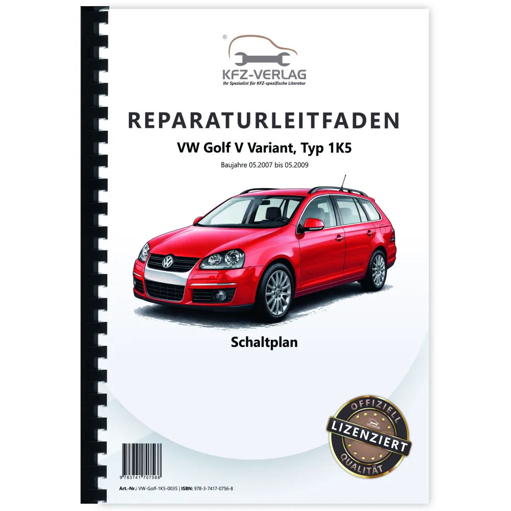 VW Golf 5 Variant 1K5 07-09 Schaltplan Stromlaufplan Verkabelung Elektrik Pläne