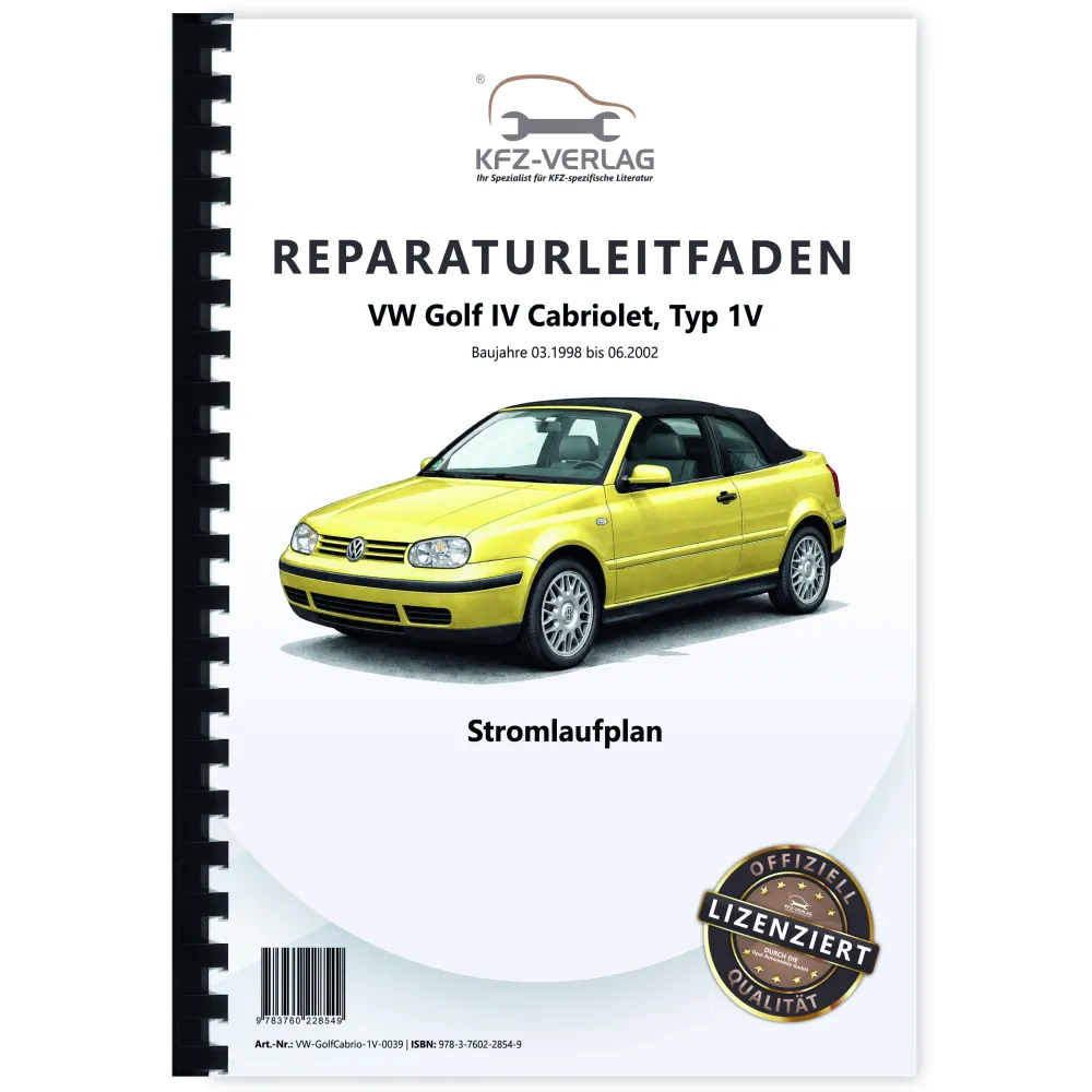 VW Golf 4 Cabrio 1V (98-02) Schaltplan Stromlaufplan Verkabelung Elektrik Pläne