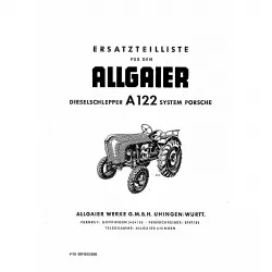 Allgaier A122 Traktor Betriebsanleitung Bedienungsanleitung Ersatzteilliste 1953