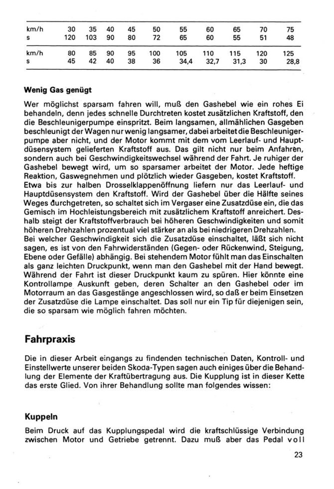 Ich fahre einen Skoda 1000MB, S 100 Kontrolltipps Reparaturtipps Transpress