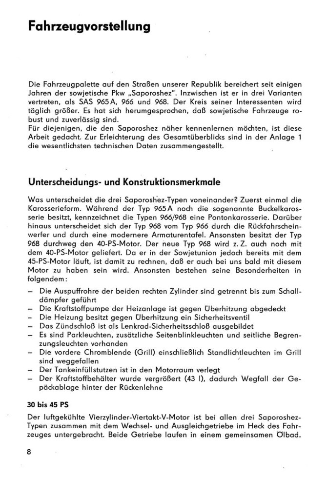 Ich fahre einen Saporoshez 965A/966/968/968A Kontroll-/Reparaturtipps Transpress