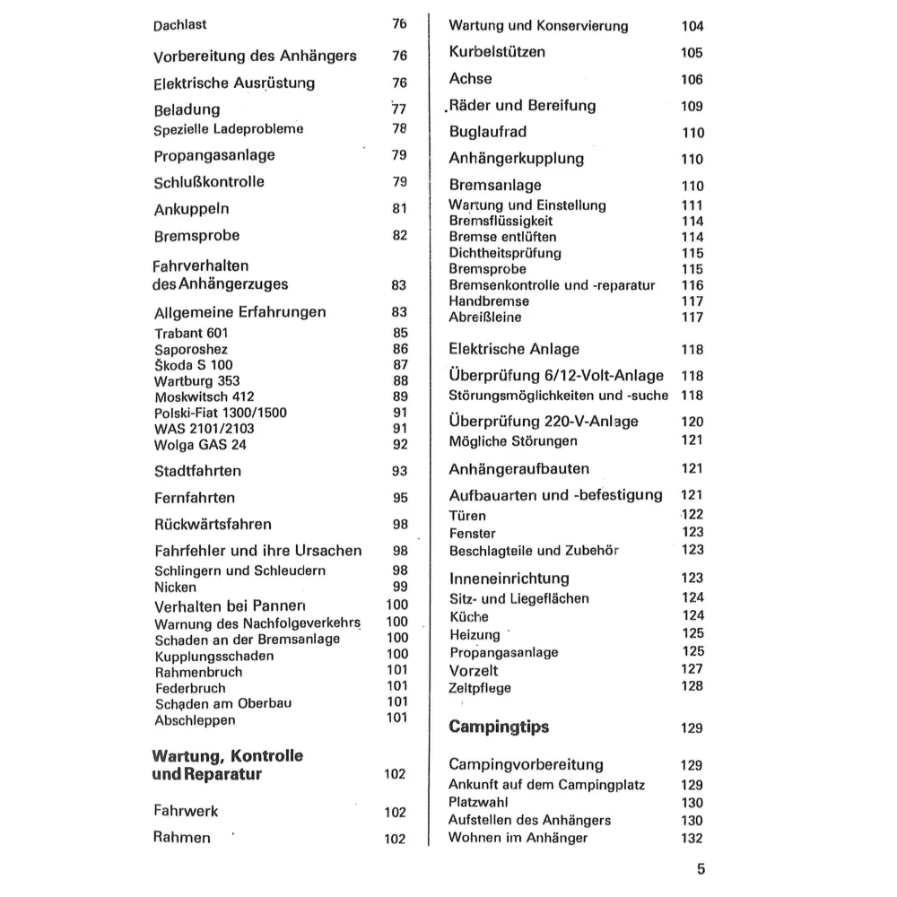 Ich fahre mit einem Camping-/Lastenanhänger Auswahl/Betrieb/Wartung Transpress
