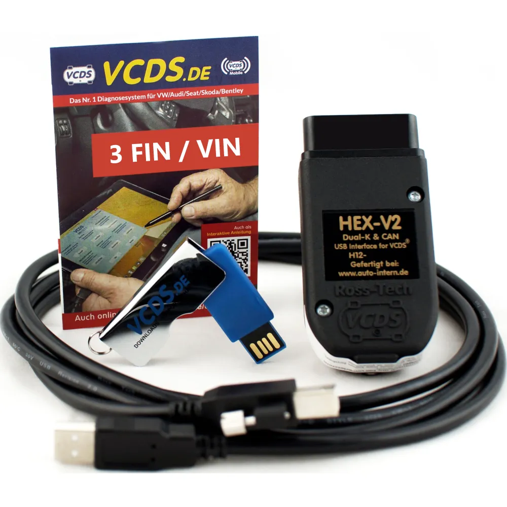 3 VIN - VCDS HEX-V2 Diagnosegerät System Adapter Software VAG VW Audi Seat Skoda